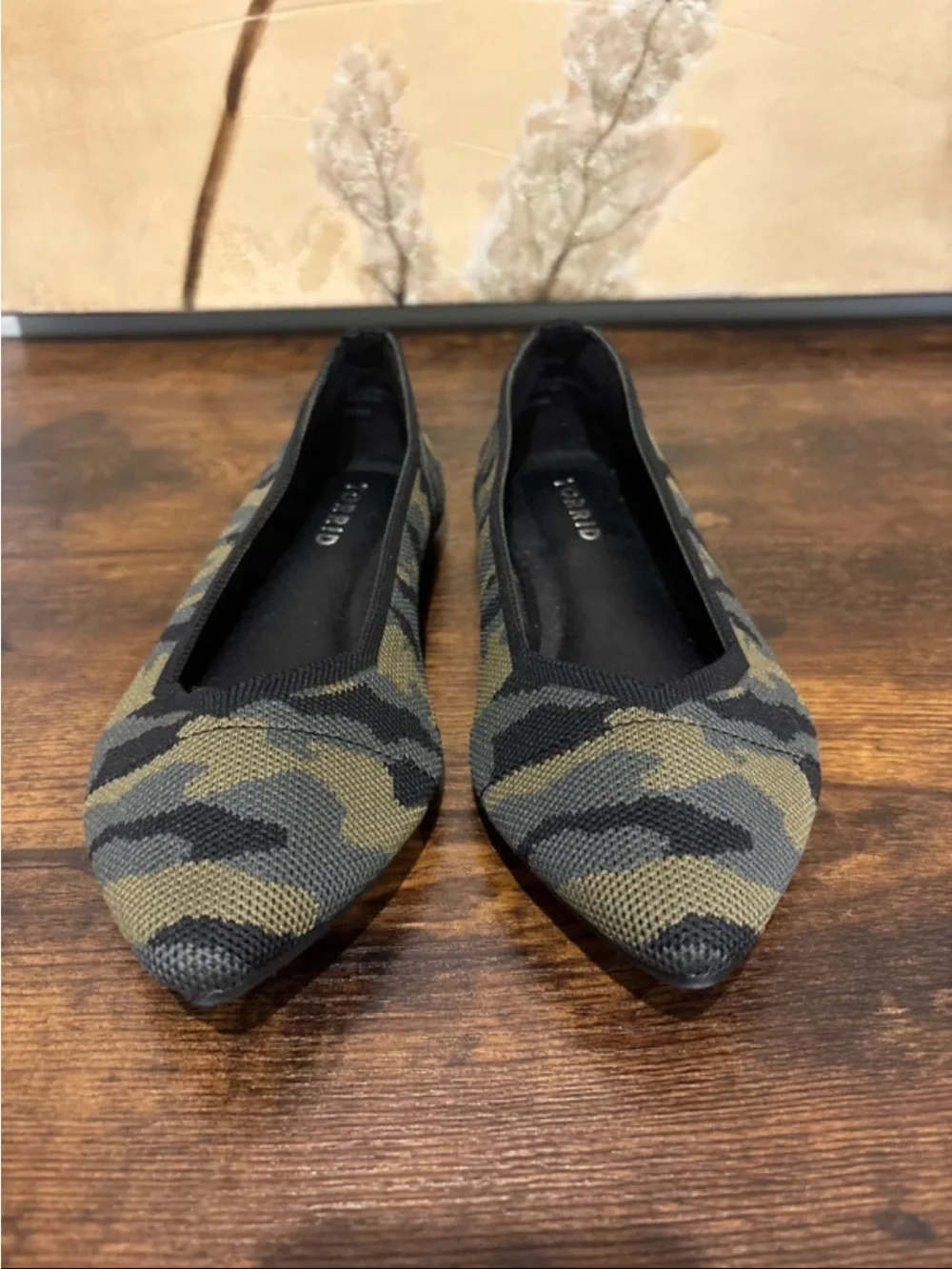 torrid Olive & Black Pointed Camouflage Knit Flats
